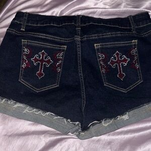 Y2K Embroidered Denim Shorts